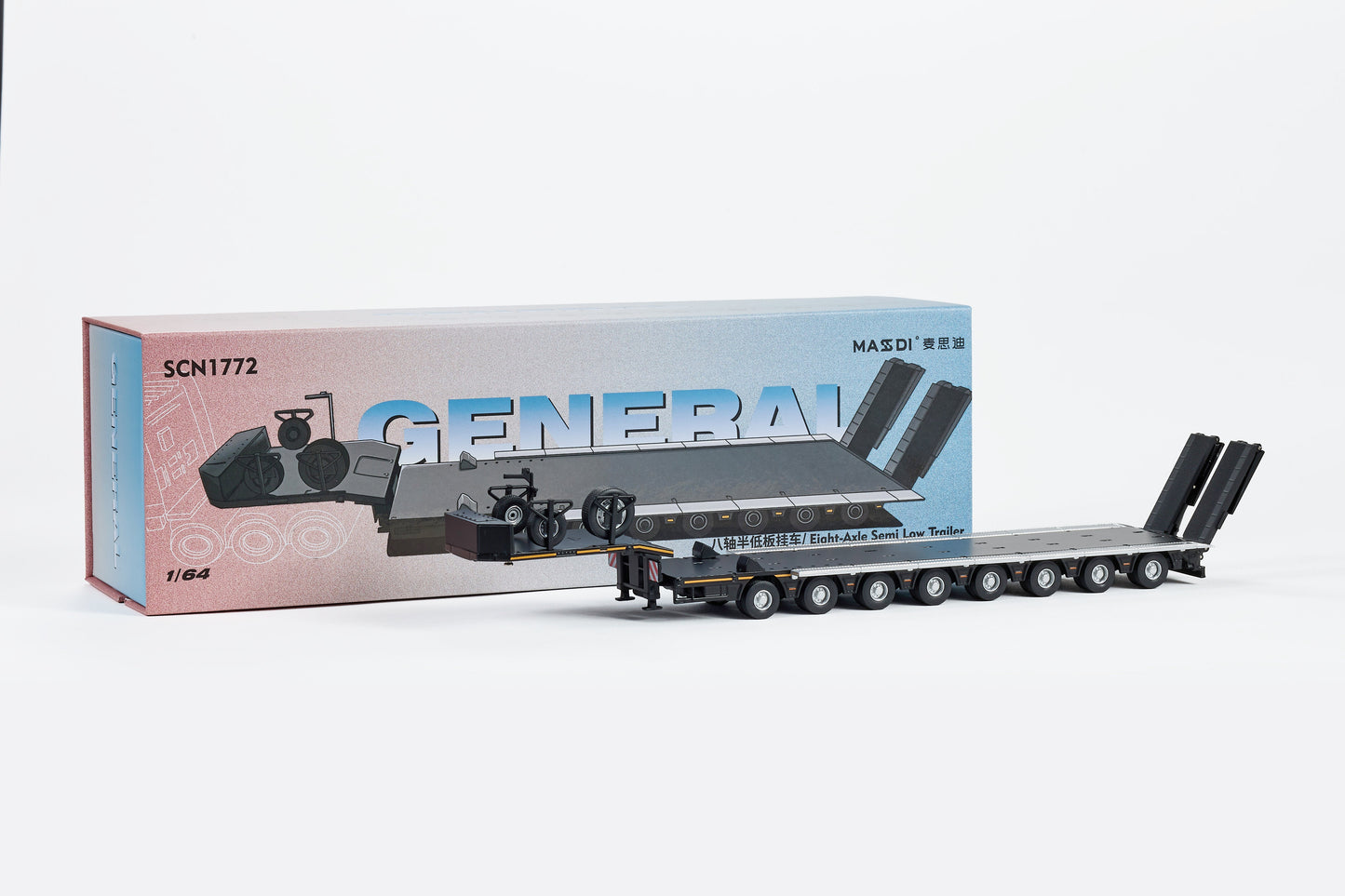 EIGHT-AXIS SEMI-LOW DECK TRAILER-BLACK