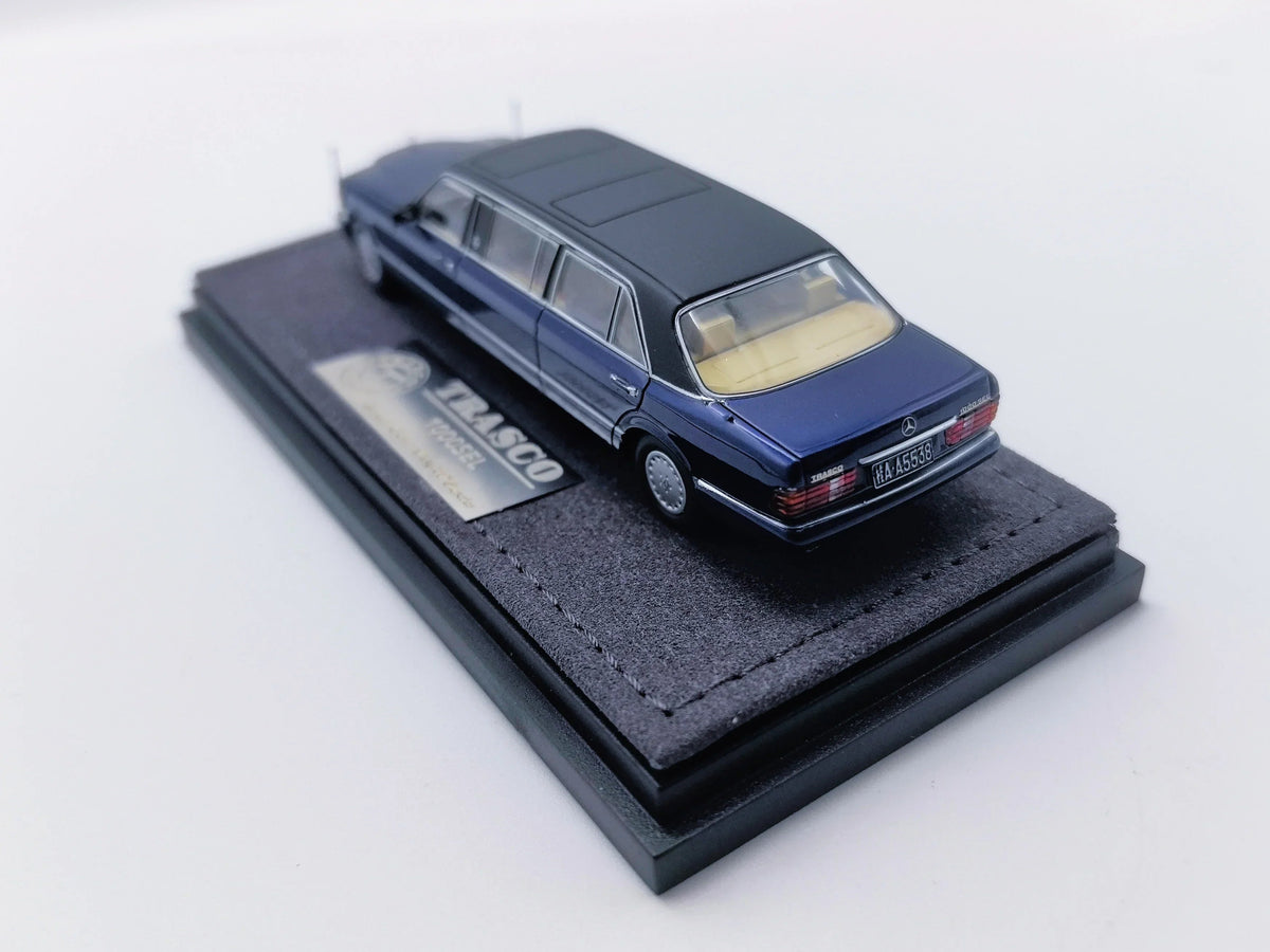 Mercedes S-Class W126 44"Limousine (Trasco Breman 1000SEL) Limited to 999units, 1:64 Scale (Blue) by The Art of Model – view 4