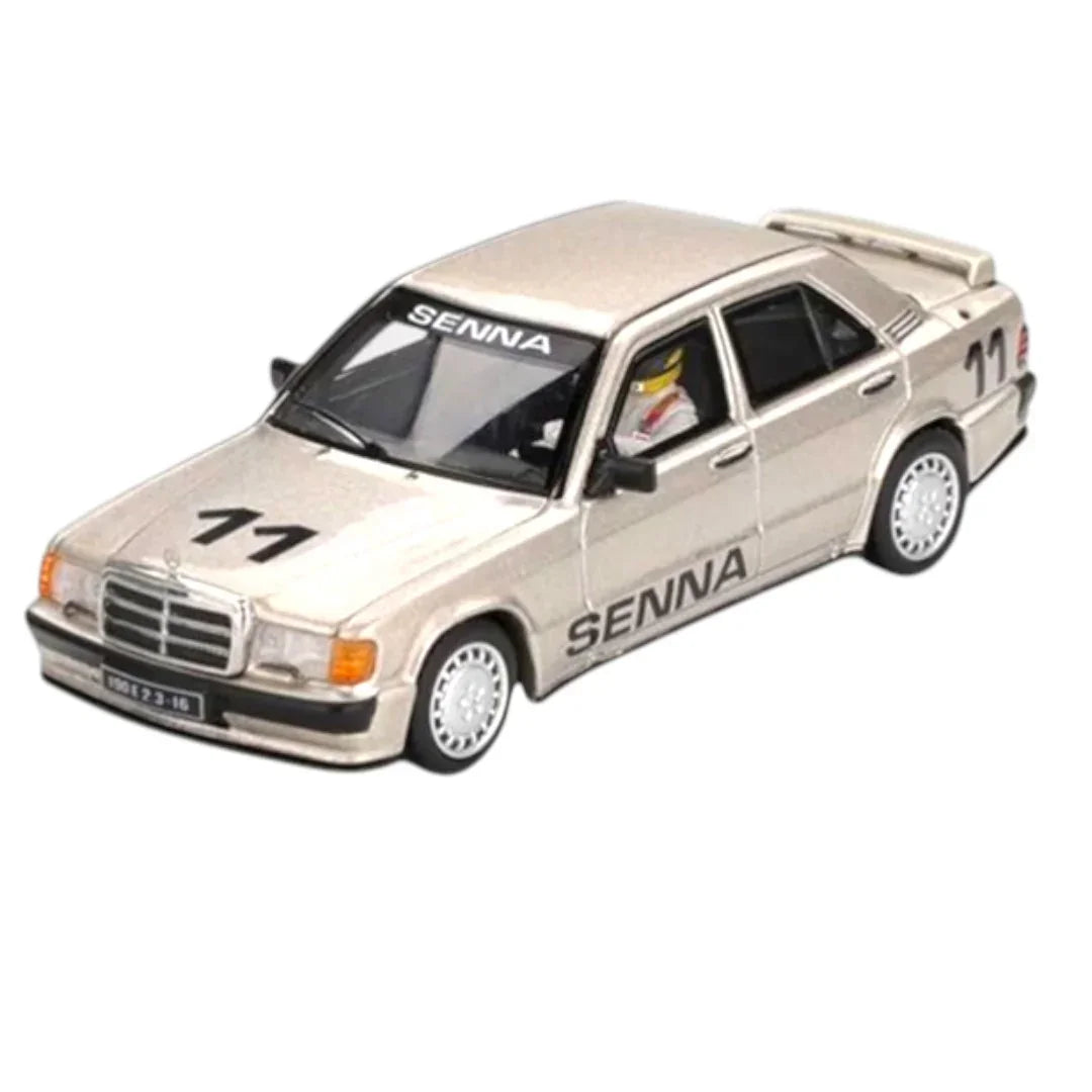 MINI GT #1076: Mercedes-Benz 190E 2.3-16 #11 1984 Nürburgring Race of Champions Ayrton Senna w/ Figure 1:64 Scale Diecast Model