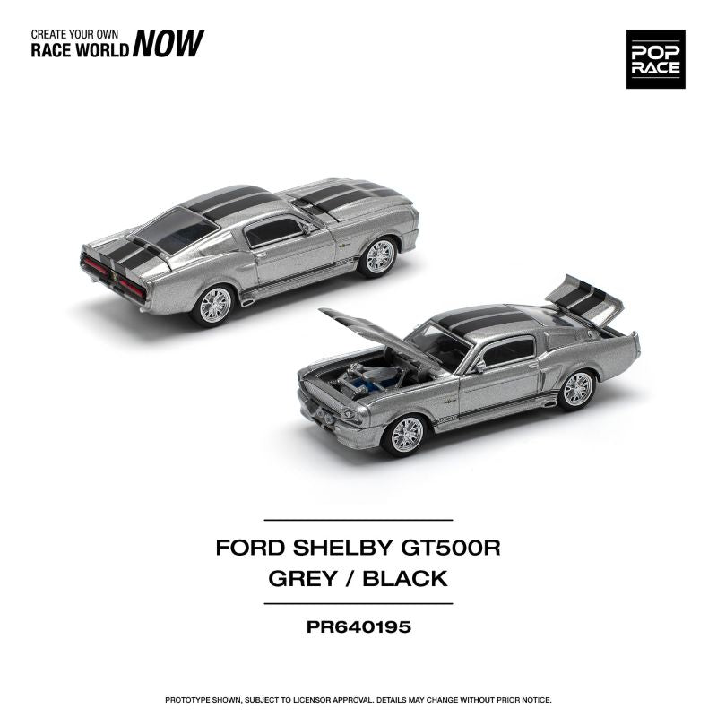 Pop Race PR64-312: Shelby Mustang GT500 1:64 Scale Diecast Model (Silver)