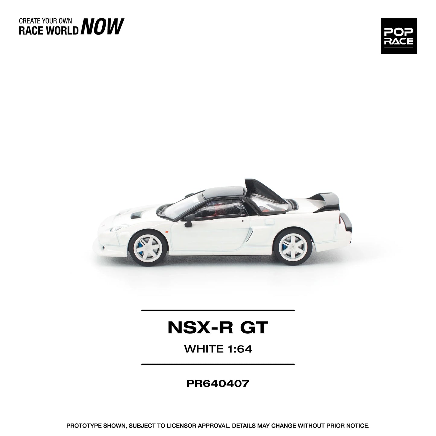 POPRACE Honda NSX-R GT White 1:64 Scale Diecast Model (Pre-Order)