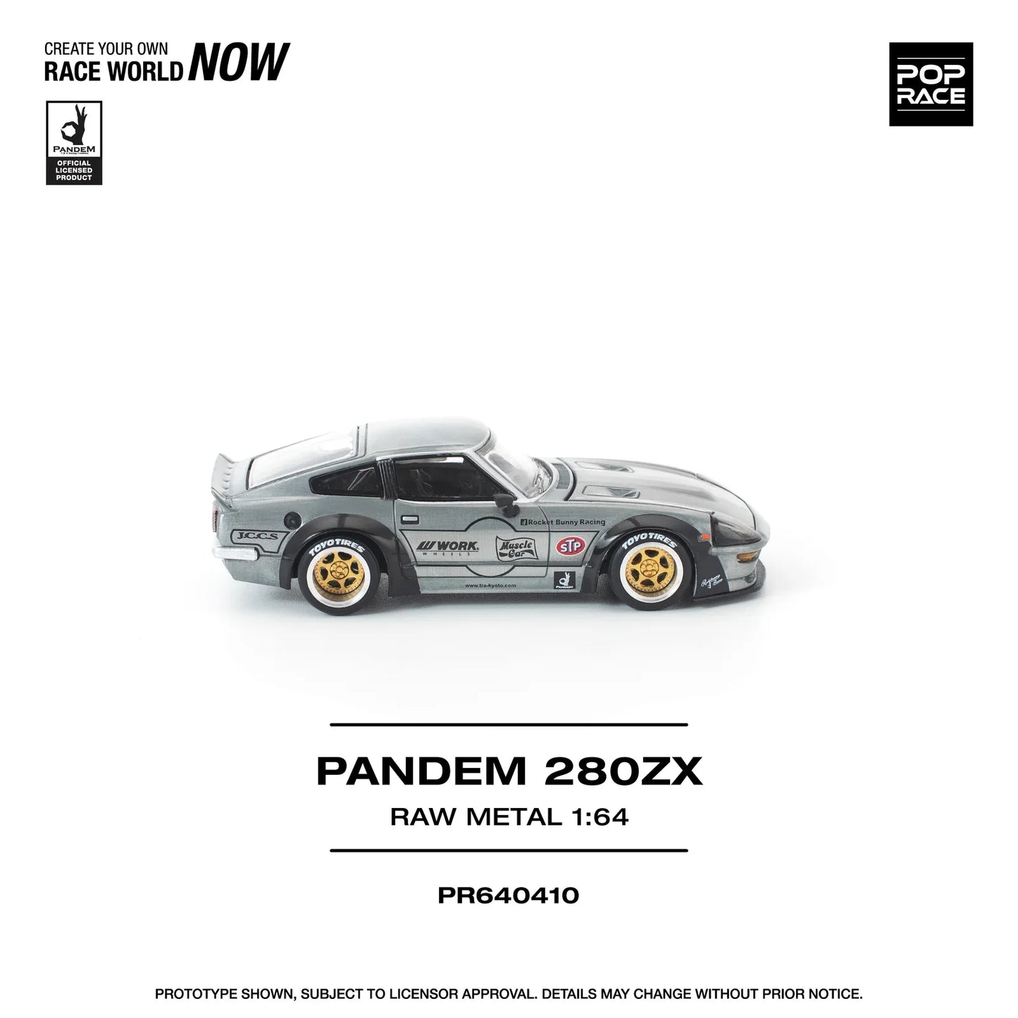 POPRACE Pandem Nissan 280ZX Raw Metal 1:64 Scale Diecast Model (Pre-Order)