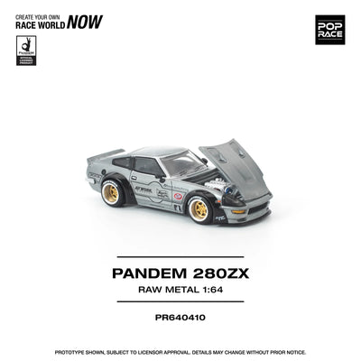 POPRACE Pandem Nissan 280ZX Raw Metal 1:64 Scale Diecast Model (Pre-Order)