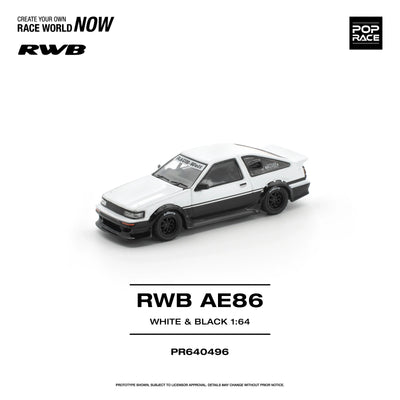 *PRE-ORDER* RWB AE86, 1:64 Scale (White Black) - Pop Race