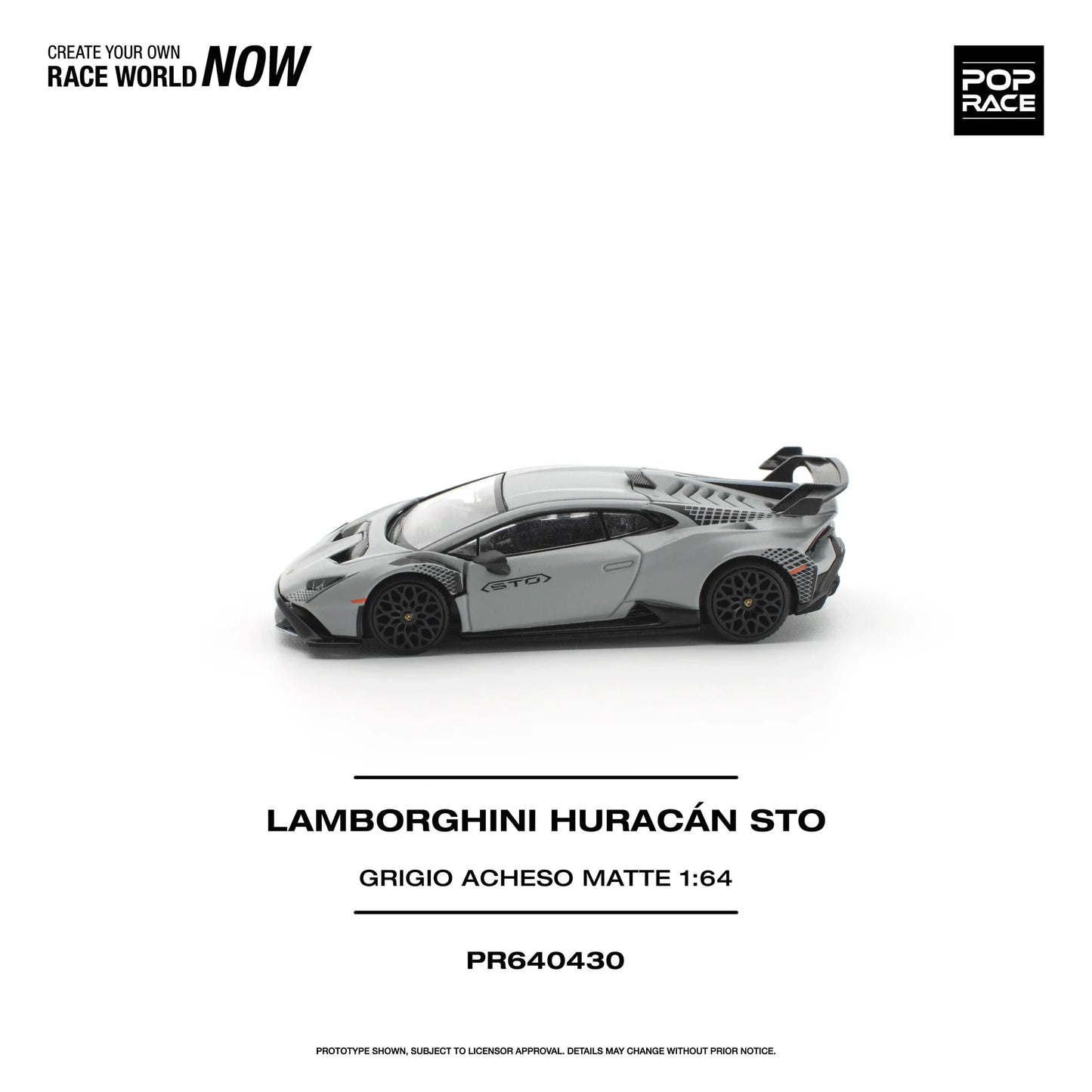 POPRACE Lamborghini Huracán STO Grigio Acheso Matte 1:64 Scale Diecast Model (Pre-Order)