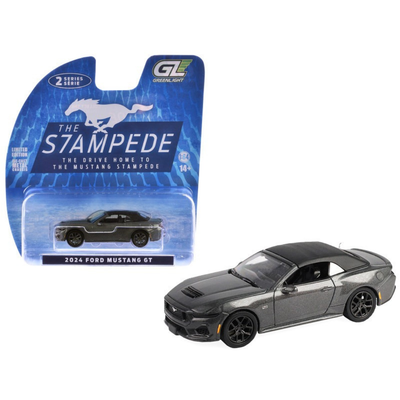 The Mustang Stampede Series 2 - 2024 Ford Mustang1 GT 5.0 Convertible, 1:64 Scale (Dark Matter Gray) by GreenLight - 1:64 scale, view 2