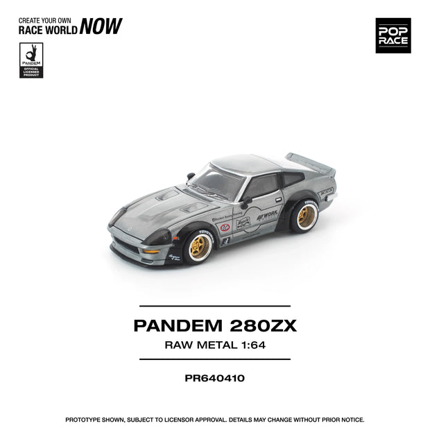 POPRACE Pandem Nissan 280ZX Raw Metal 1:64 Scale Diecast Model - Pre-Order