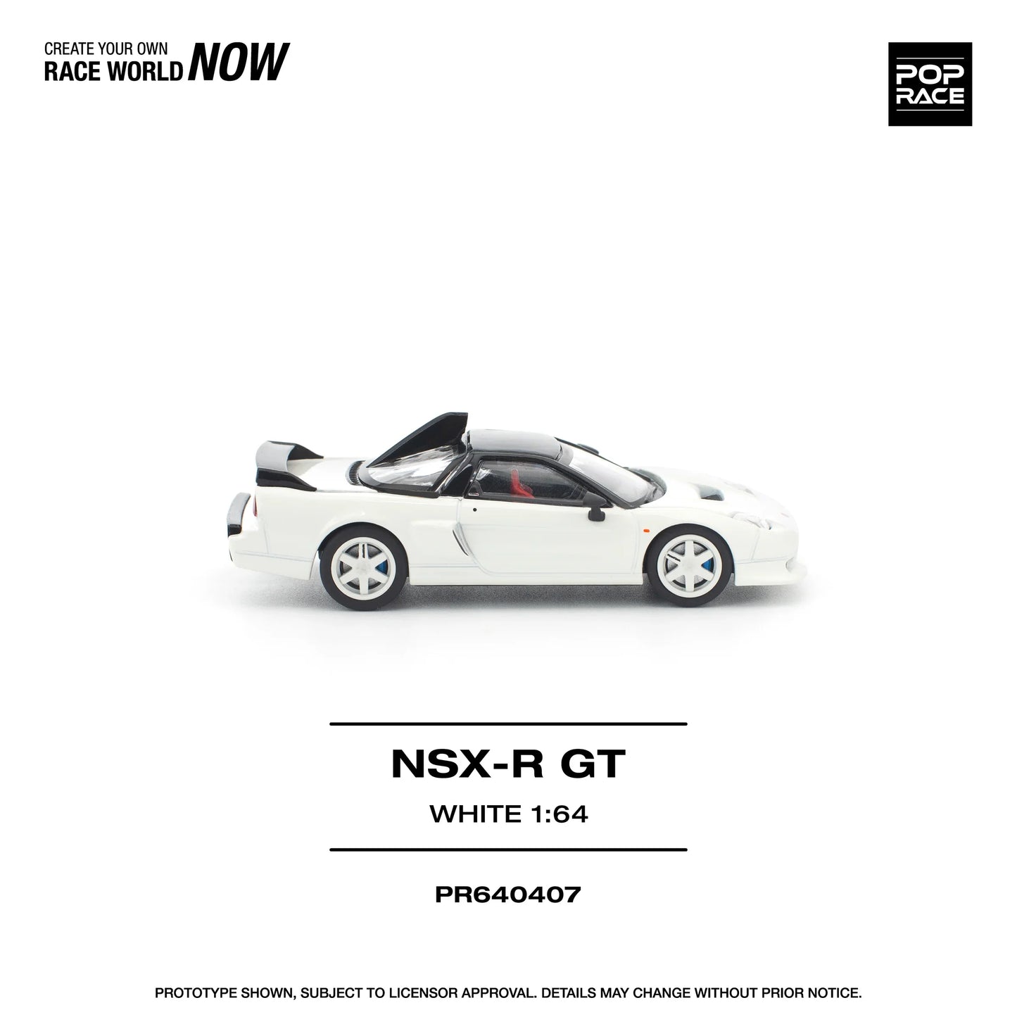 POPRACE Honda NSX-R GT White 1:64 Scale Diecast Model (Pre-Order)