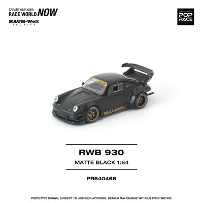 *PRE-ORDER* RWB 930 Matte Black "Stella Artois" New Tooling, 1:64 Scale - Pop Race