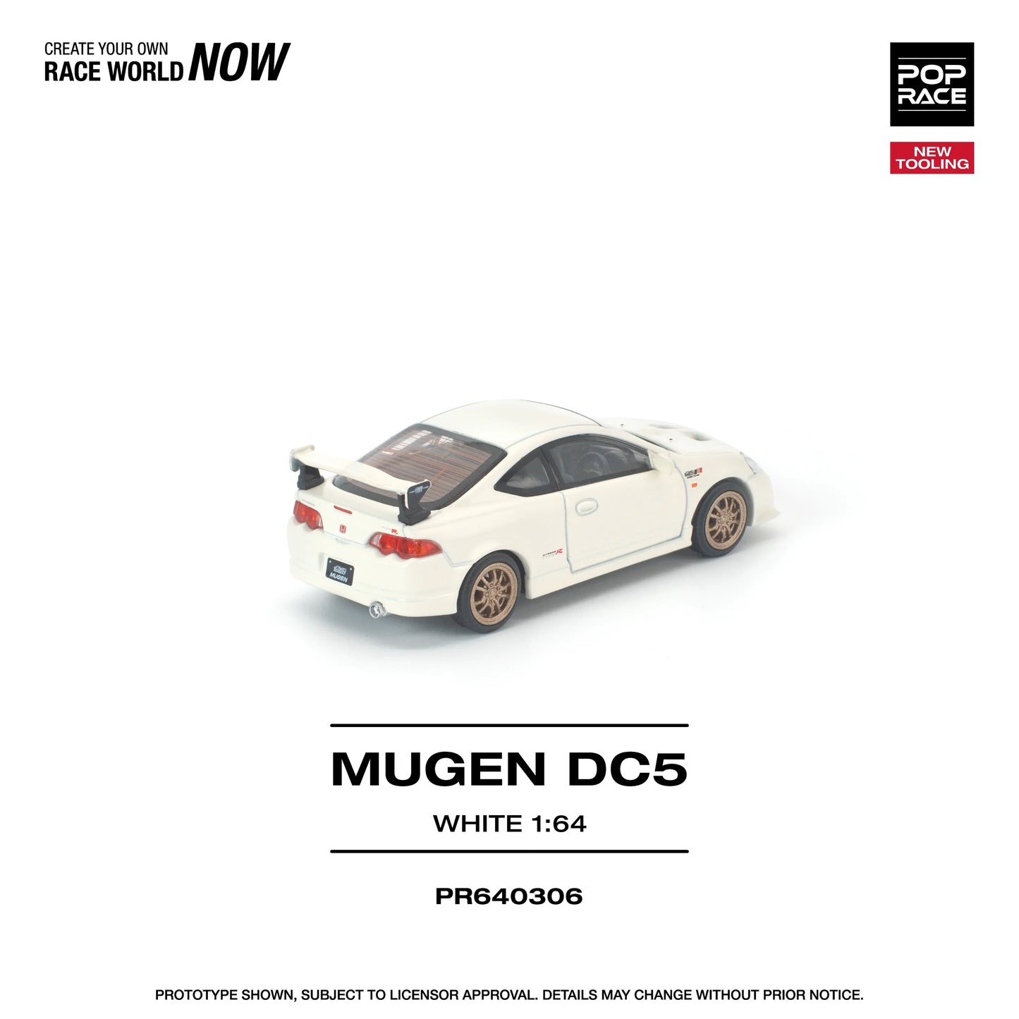 POPRACE Honda DC5 Mugen New Tooling White 1:64 Scale Diecast Model (Pre-Order)
