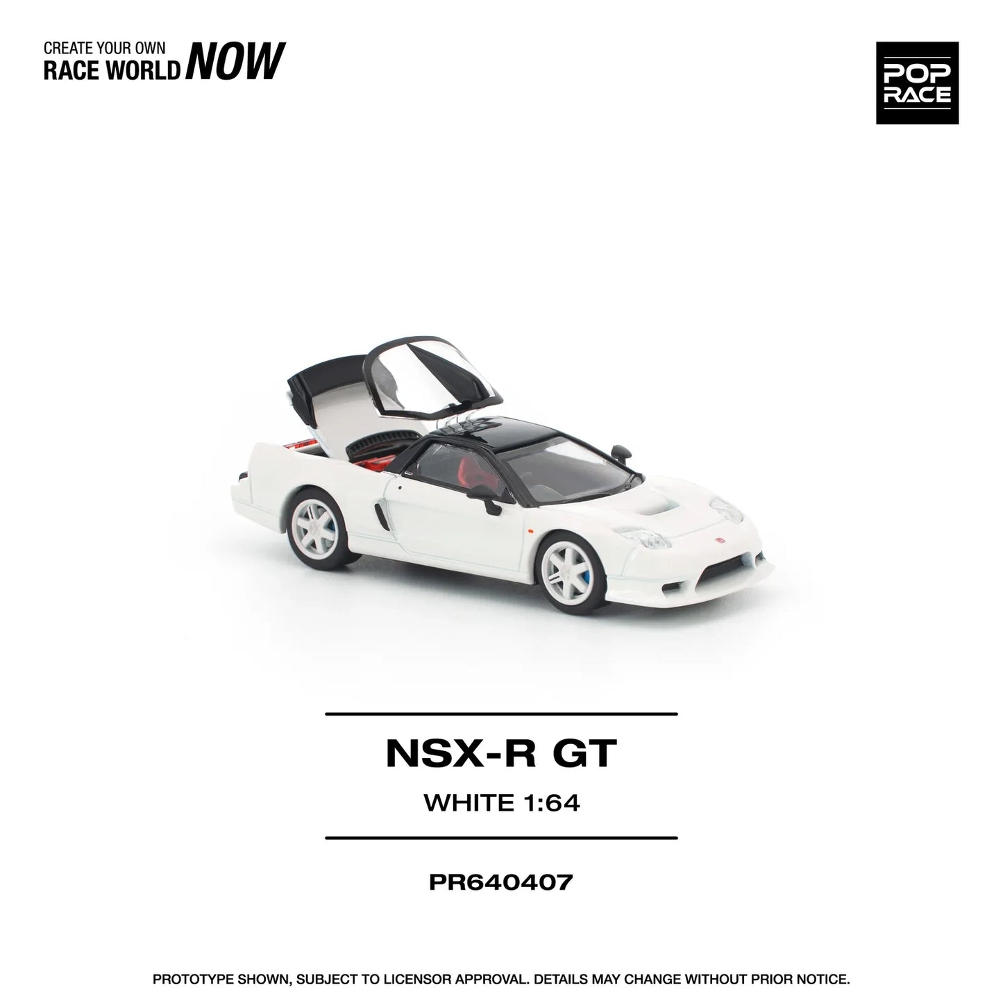 POPRACE Honda NSX-R GT White 1:64 Scale Diecast Model (Pre-Order)