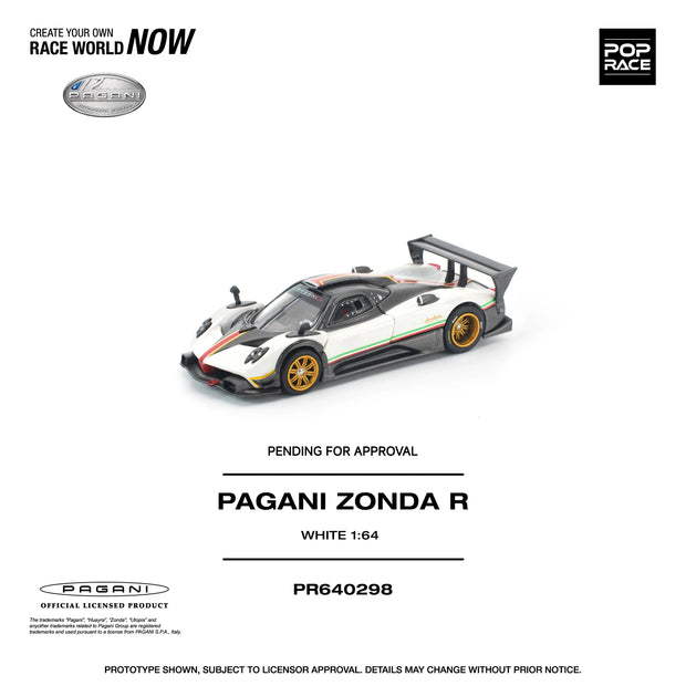 POPRACE Pagani Zonda R White 1:64 Scale Diecast Model - Pre-Order