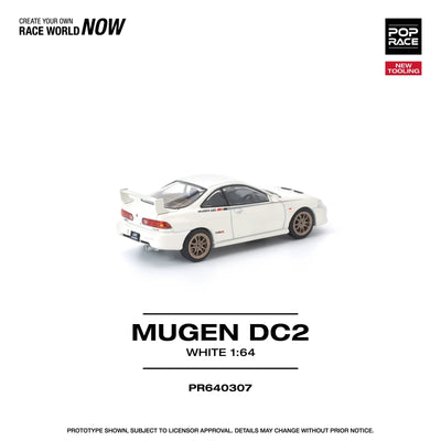 POPRACE Mugen Honda DC2 Integra New Tooling White 1:64 Scale Diecast Model (Pre-Order)