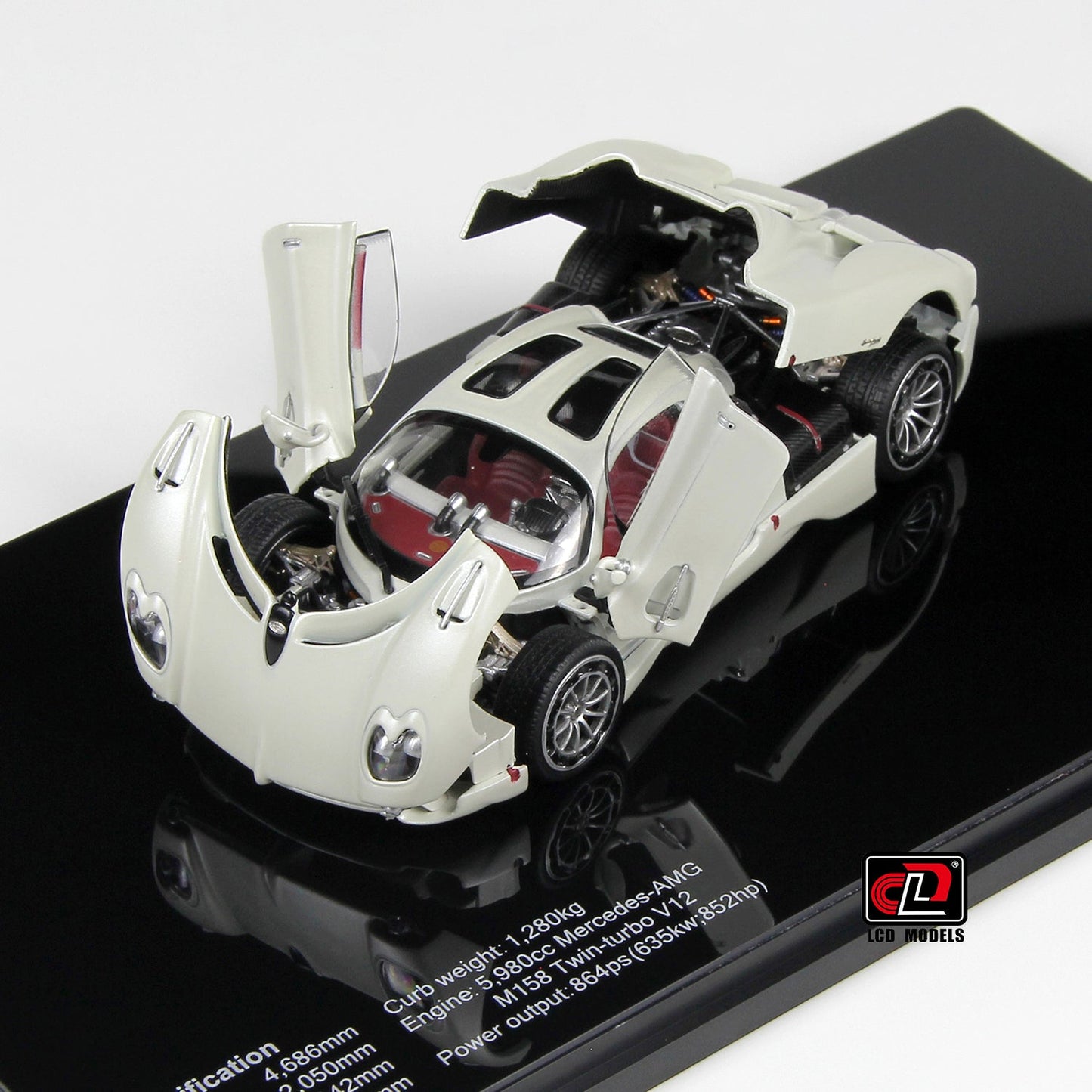 Pagani Utopia White LCD Models | 1:43 Scale Diecast | Hypercar Collectible
