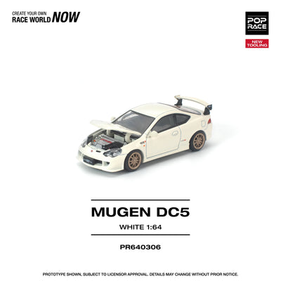POPRACE Honda DC5 Mugen New Tooling White 1:64 Scale Diecast Model (Pre-Order)