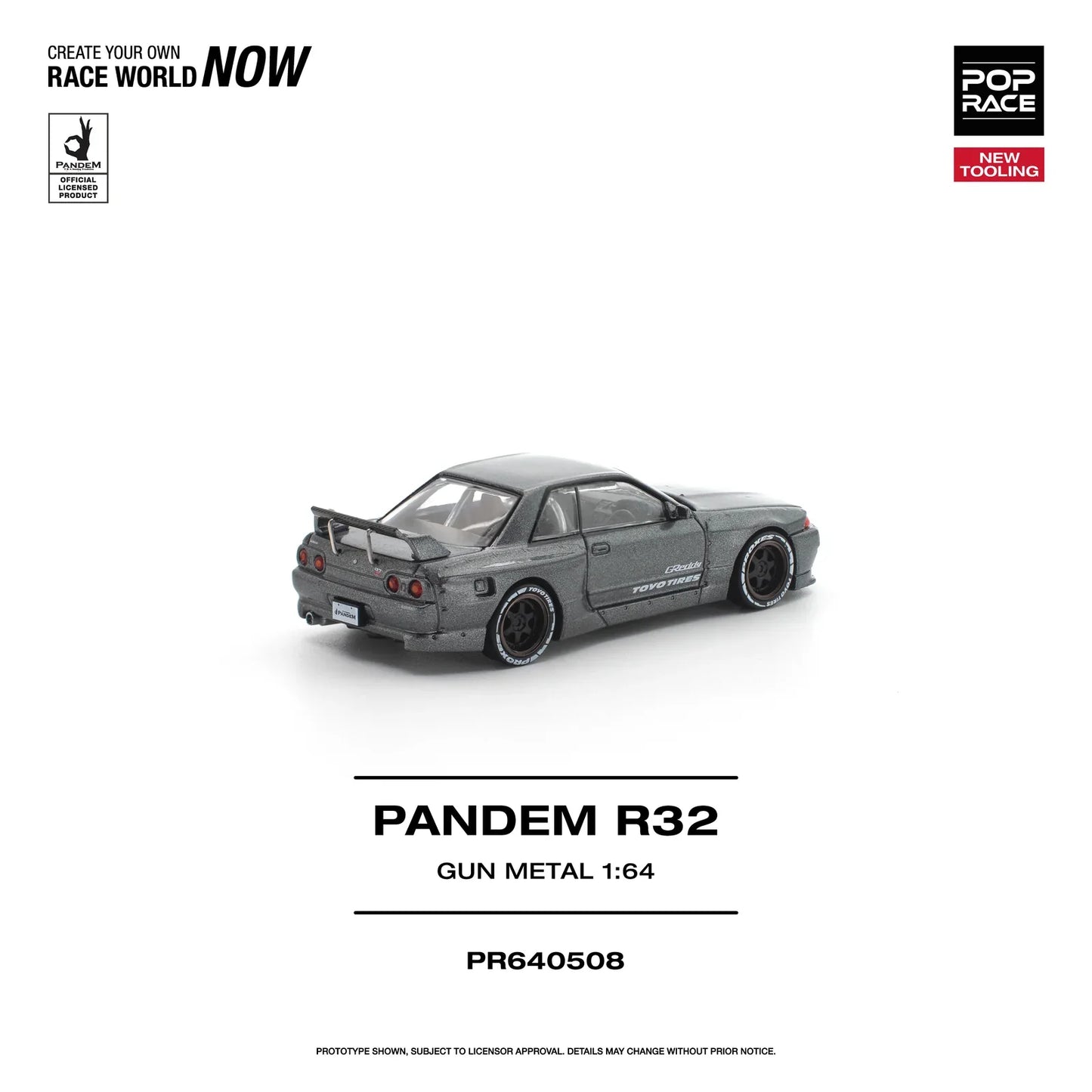 POPRACE Pandem R32 Gun Metal New Tooling 1:64 Scale Diecast Model (Pre-Order)