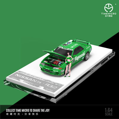 PRE-ORDER Time Micro Nissan GTR R32 Green No.55 Figure Edition 1:64 Scale Diecast Model
