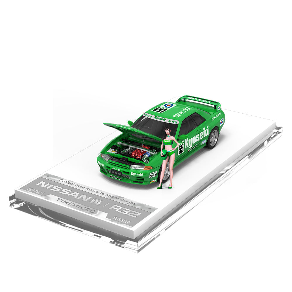 PRE-ORDER Time Micro Nissan GTR R32 Green No.55 Figure Edition 1:64 Scale Diecast Model