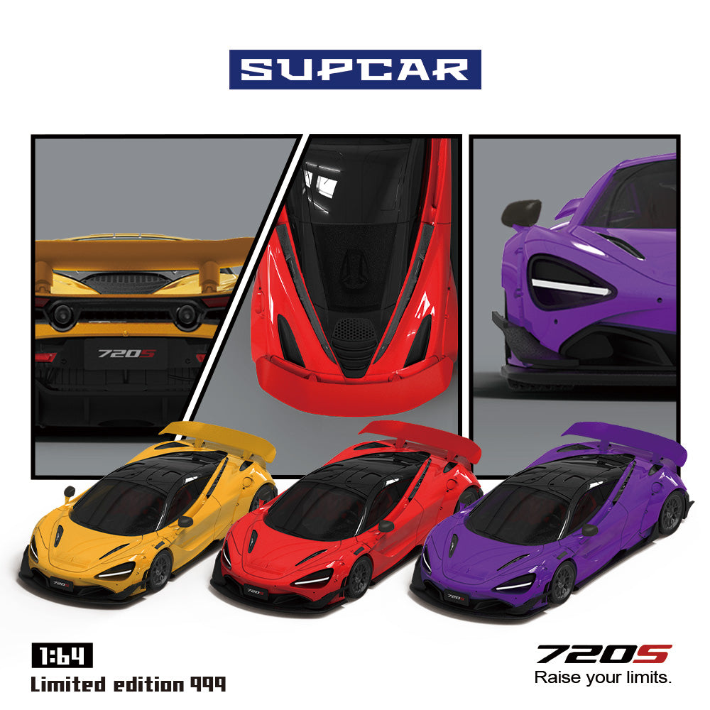 PRE-ORDER Time Micro SC McLaren 720S Yellow Regular Edition 1:64 Scale Diecast Model