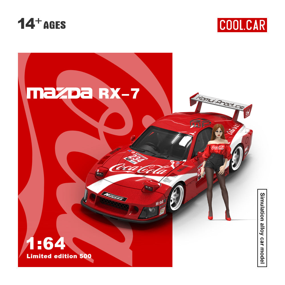 Time Micro CC Mazda RX-7 Red Cola Doll Edition 1:64 Scale Diecast Model
