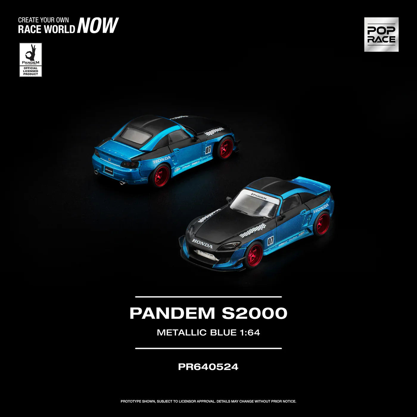 PRE-ORDER | Pandem Honda S2000 1:64 Scale (Metallic Blue) by POP RACE