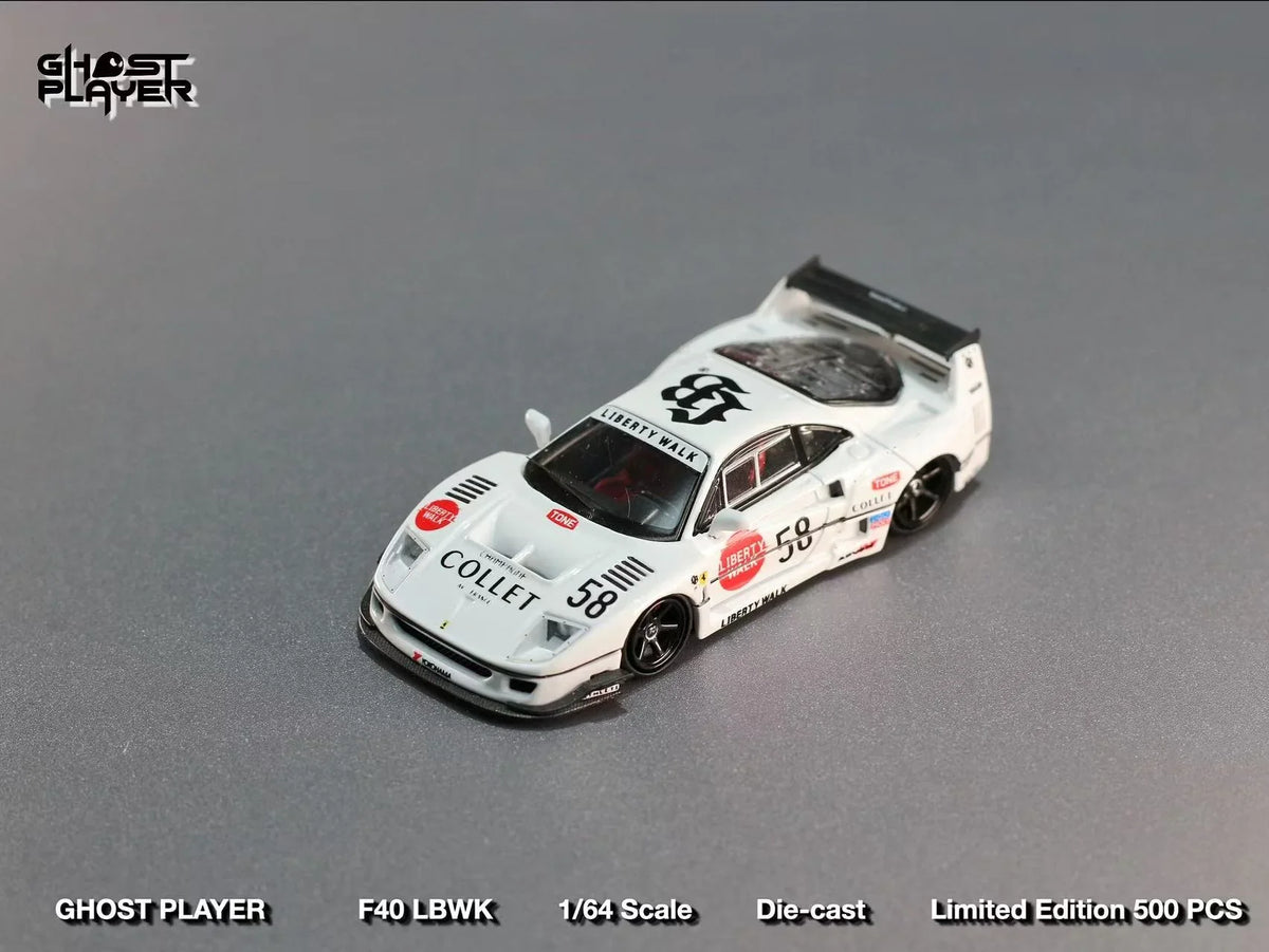 LBWK Ferrari F40 #58, (Limited to 499) 1:64 Scale (White)