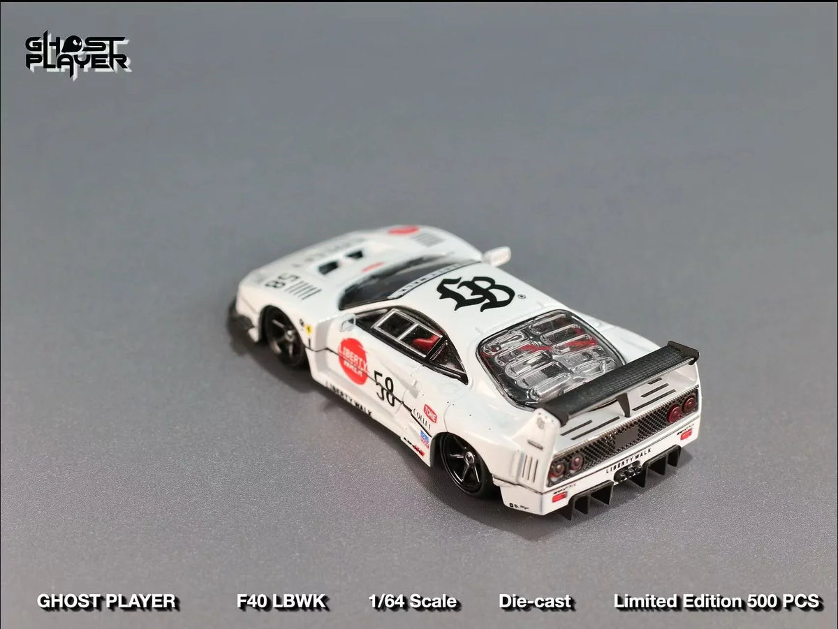 LBWK Ferrari F40 #58, (Limited to 499) 1:64 Scale (White)