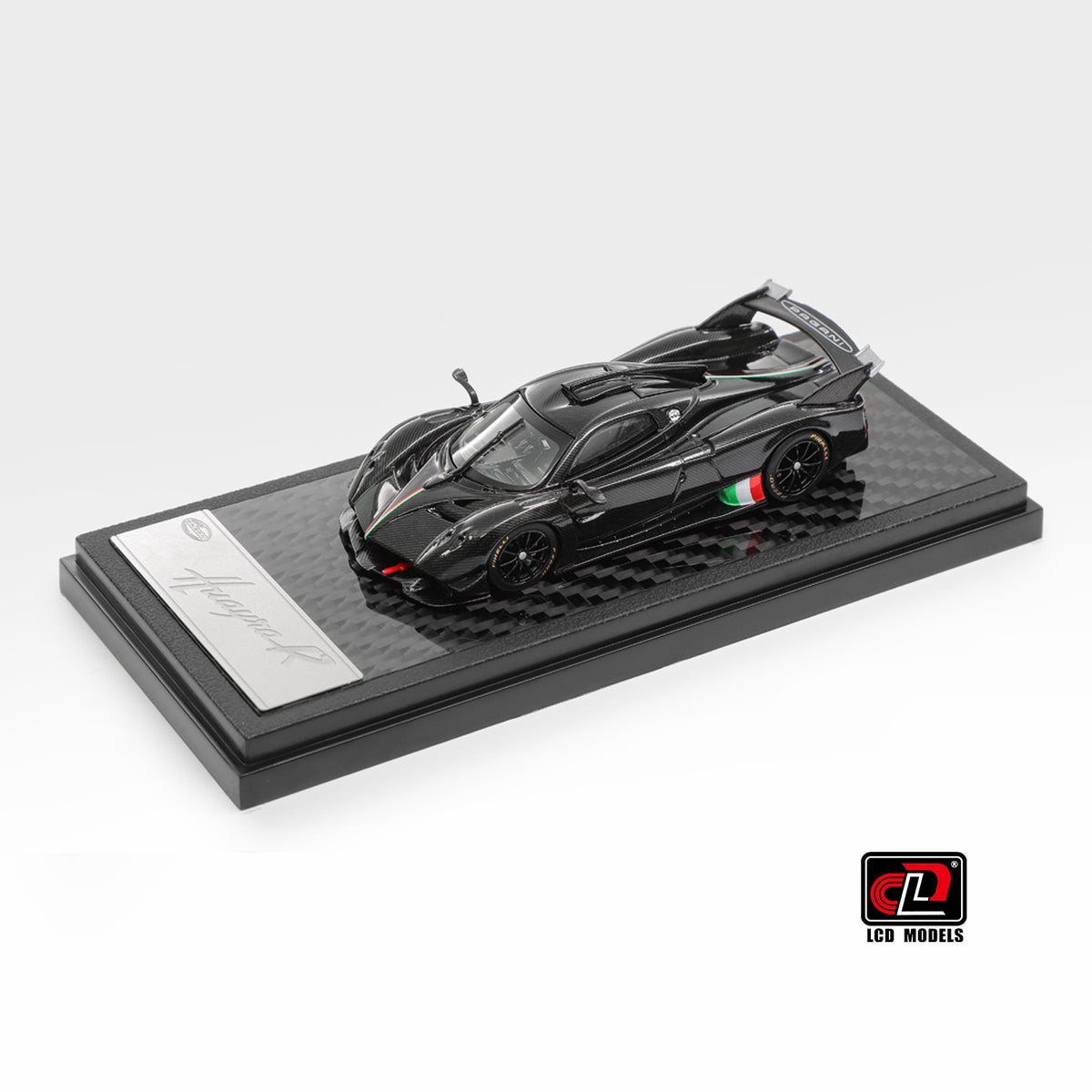Pagani Huayra R, 1:64 Scale (Carbon Black with Italian Flag)