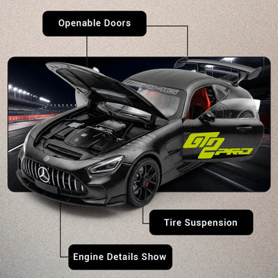 Mercedes Benz AMG-GT - Light, Sound with Openable Doors, 1:24 Scale (Black)