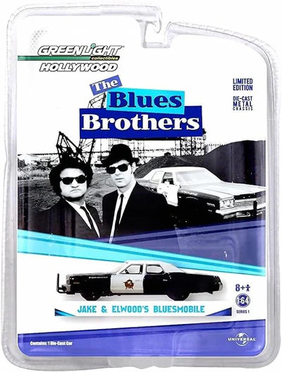 GreenLight Dodge Monaco Jake & Elwood's Blues Mobile 1974 Black 1:64 Scale Diecast Model