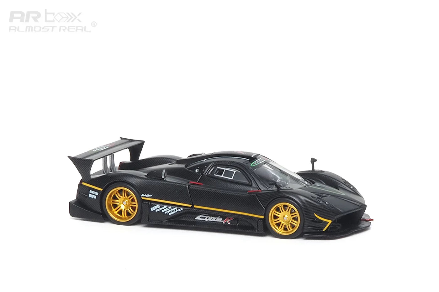 ALMOST REAL Pagani Zonda R 1:64 Scale Diecast Model – Matte Black Carbon Fiber Edition