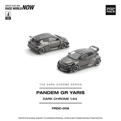 *PRE-ORDER* Pandem GR Yaris, 1:64 Scale (Dark Chrome) - Pop Race