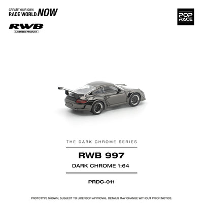 POPRACE RWB Porsche 997 Dark Chrome 1:64 Scale Diecast Model (Pre-Order)