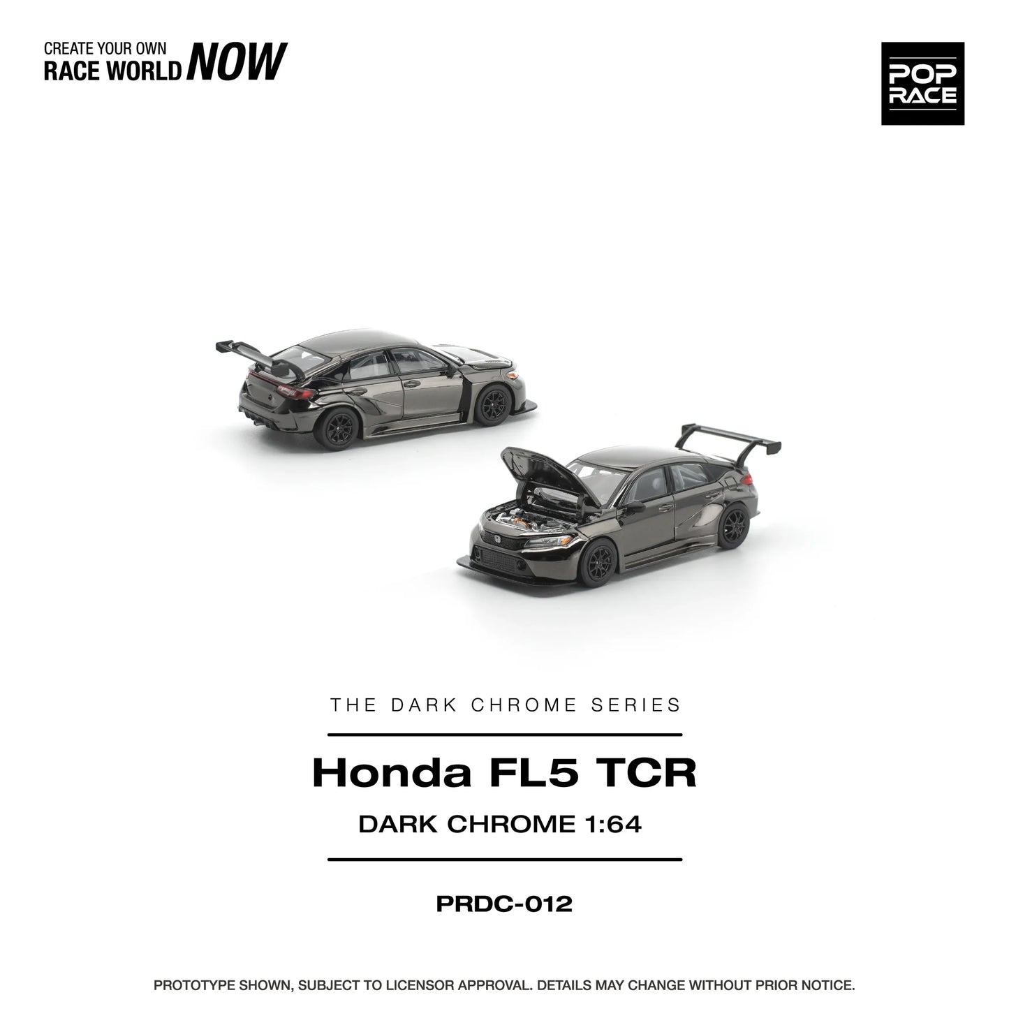 POPRACE Honda Civic FL5 TCR Dark Chrome 1:64 Scale Diecast Model (Pre-Order)