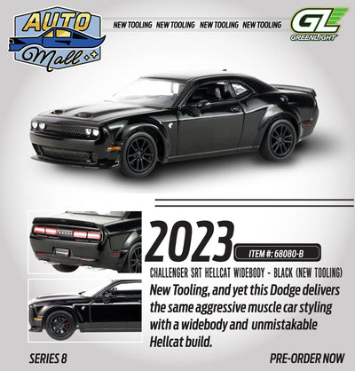 Auto Mall Series 8 - 2023 Challenger SRT Hellcat Widebody, 1:64 Scale (Black) by GreenLight - 1:64 scale, view 2