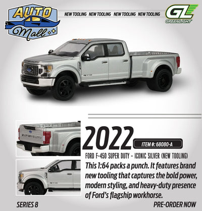 Auto Mall Series 8 - 2022 Ford F-450 Super Duty, 1:64 Scale (Iconic Silver) by GreenLight - 1:64 scale, view 2