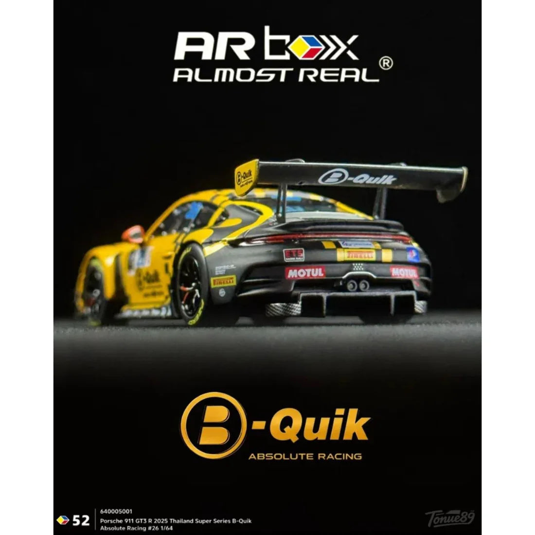 *TDE 2026* Porsche 911 GT3 R 2025 Thailand Super Series B-Quik Absolute Racing #26 Livery (Chance of Chase Car), 1:64 Scale