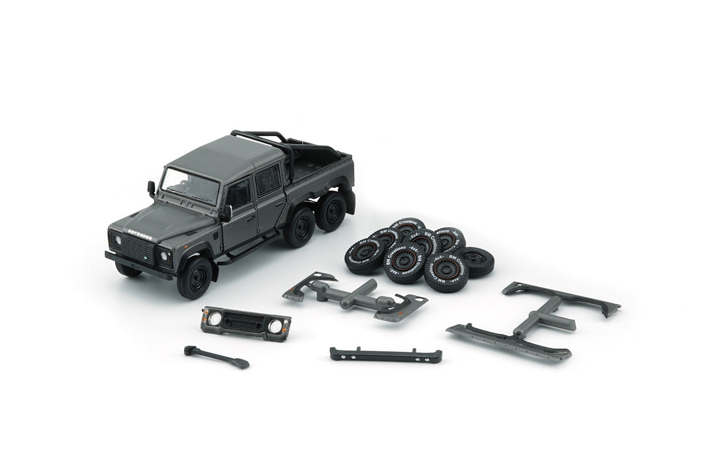 BMC 1:64 Land Rover 2016 Defender 110 PickUp 6x6 Accessory Pack – Dark Grey Silver (RHD)