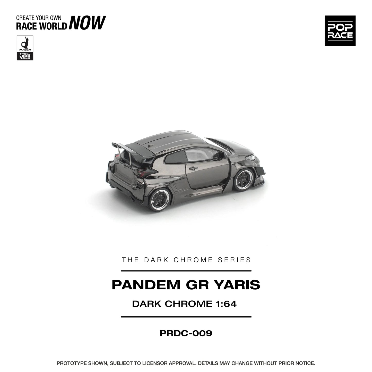 POPRACE Pandem GR Yaris Dark Chrome 1:64 Scale Diecast Model (Pre-Order)