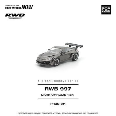 POPRACE RWB Porsche 997 Dark Chrome 1:64 Scale Diecast Model (Pre-Order)