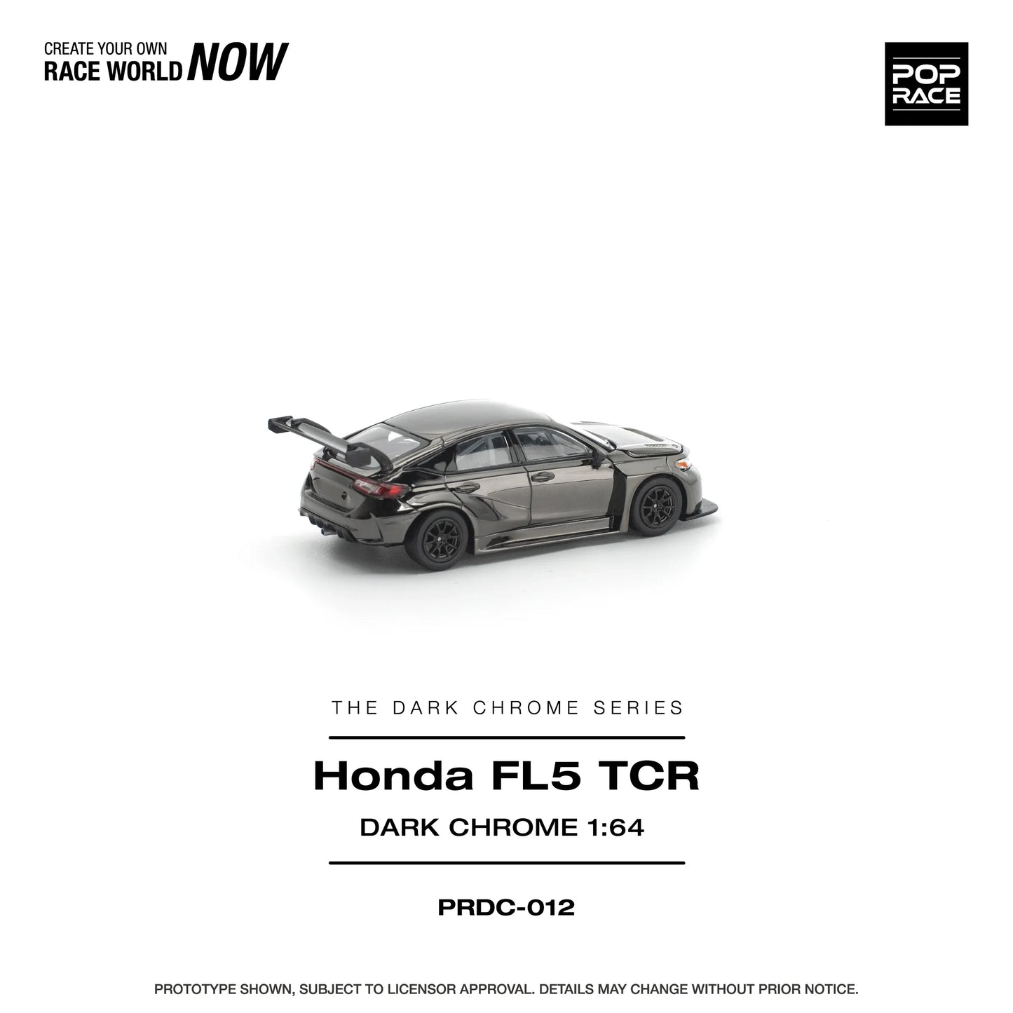 POPRACE Honda Civic FL5 TCR Dark Chrome 1:64 Scale Diecast Model (Pre-Order)