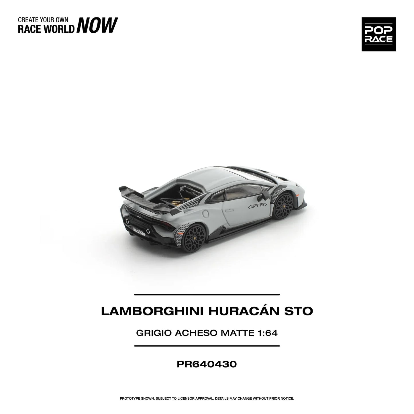POPRACE Lamborghini Huracán STO Grigio Acheso Matte 1:64 Scale Diecast Model (Pre-Order)