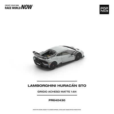 POPRACE Lamborghini Huracán STO Grigio Acheso Matte 1:64 Scale Diecast Model (Pre-Order)