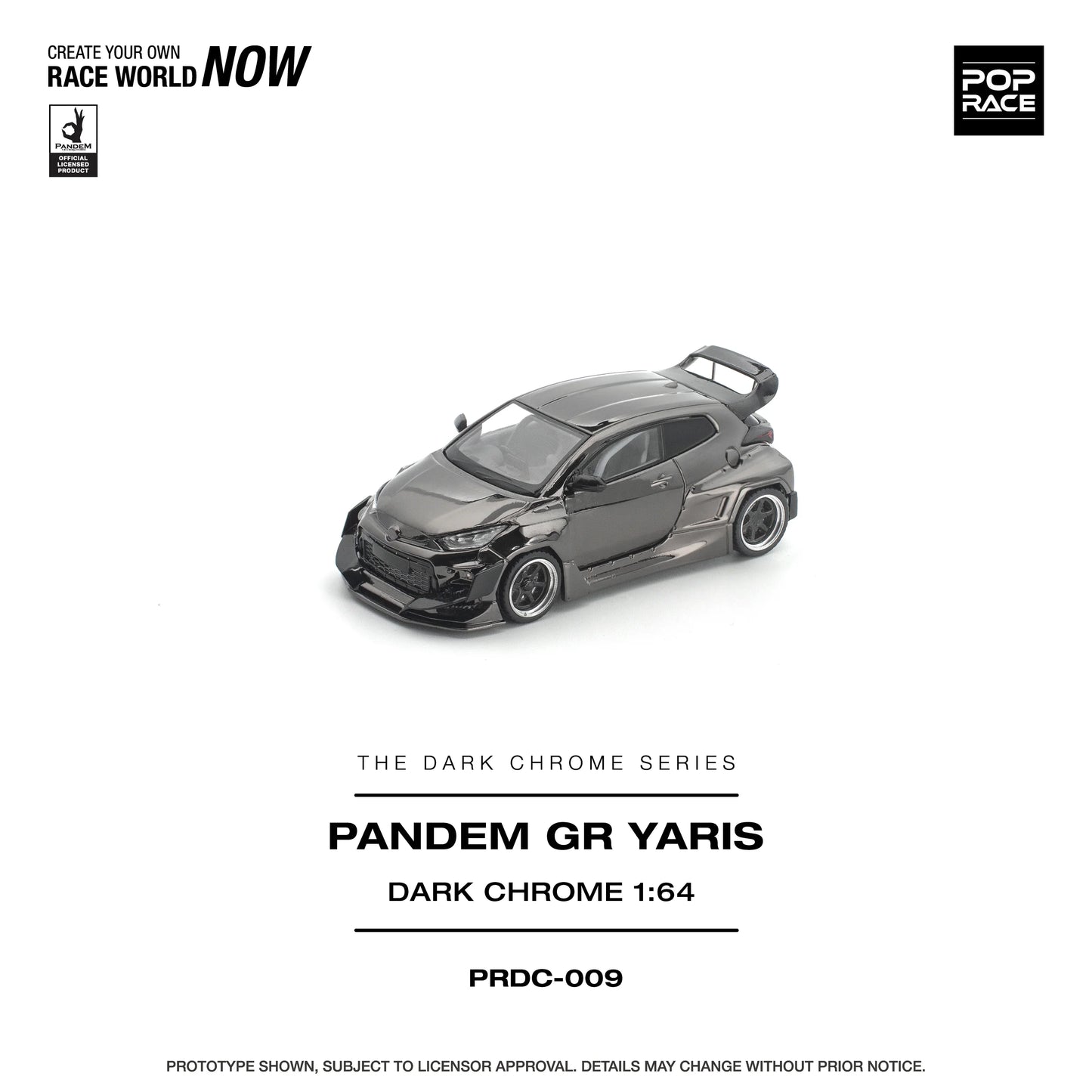 POPRACE Pandem GR Yaris Dark Chrome 1:64 Scale Diecast Model (Pre-Order)