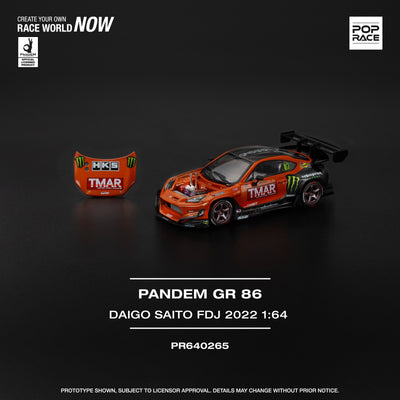 Pandem GR86 DIAGO SAITO Formula Drift Japan 2022 Orange 1:64 Scale Diecast