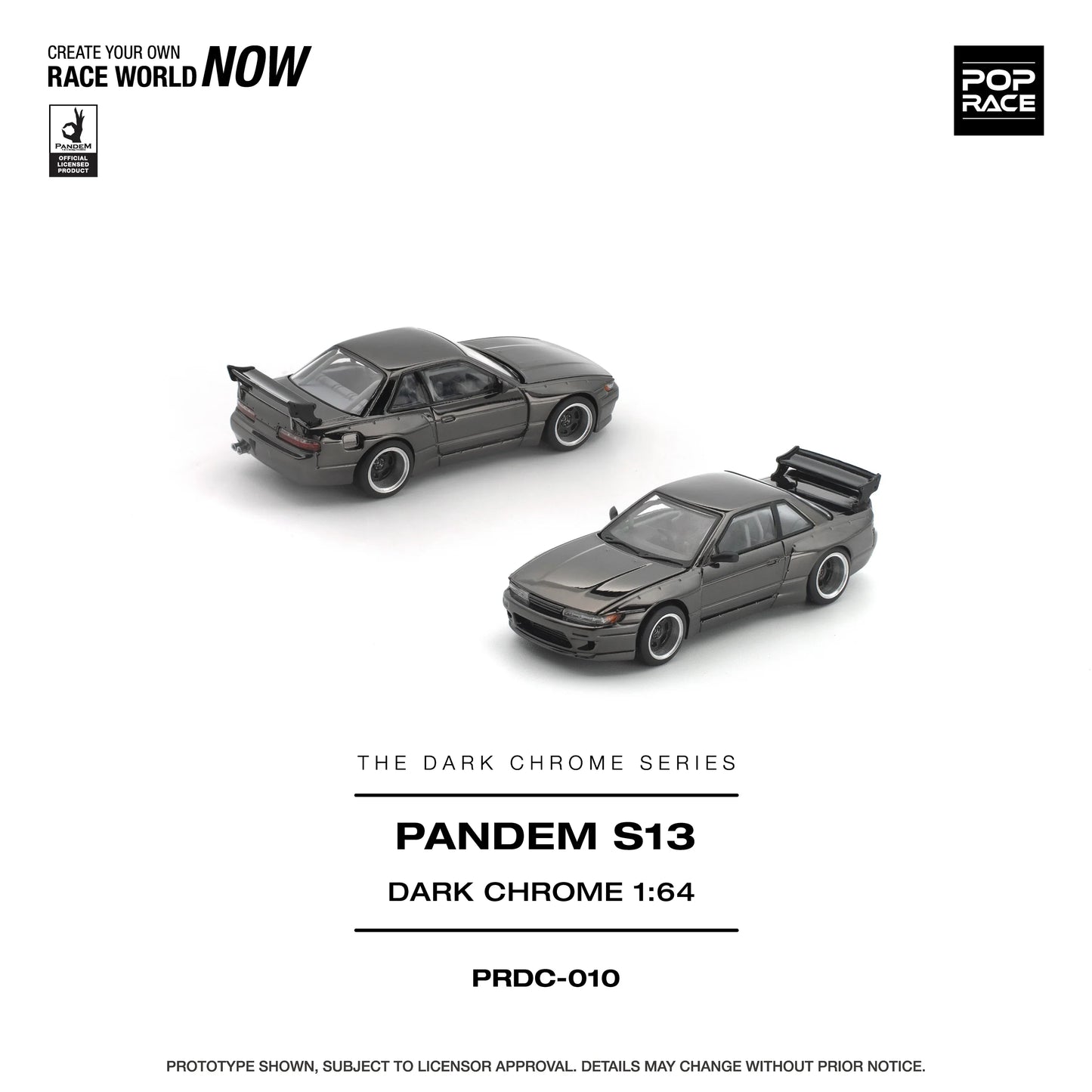 POPRACE Pandem Nissan Silvia S13 Dark Chrome 1:64 Scale Diecast Model (Pre-Order)