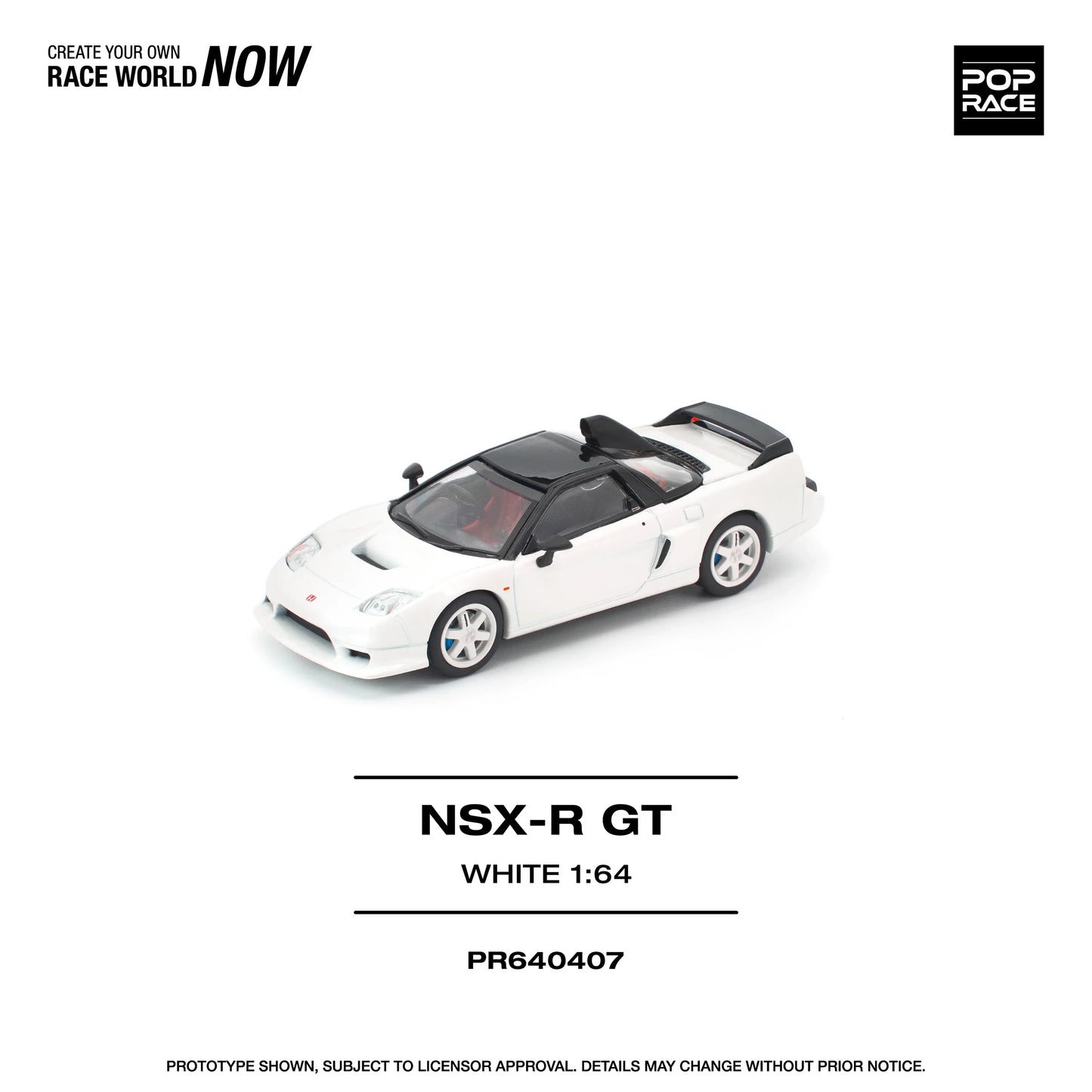 POPRACE Honda NSX-R GT White 1:64 Scale Diecast Model (Pre-Order)