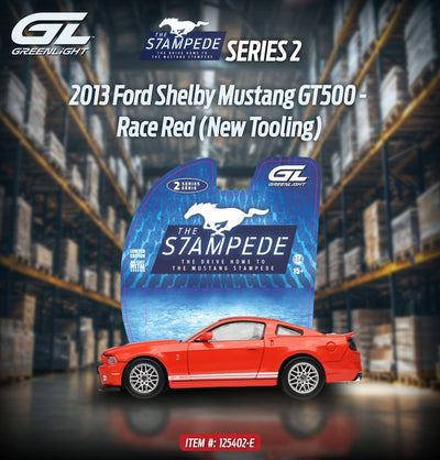 The Mustang Stampede Series 2 - 2013 Ford Shelby Mustang GT500 – Race, 1:64 Scale (Red) by GreenLight - 1:64 scale, view 1