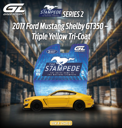The Mustang Stampede Series 2 - 2017 Ford Mustang Shelby GT350 - Triple Yellow Tri-Coat, 1:64 Scale by GreenLight - 1:64 scale, view 1