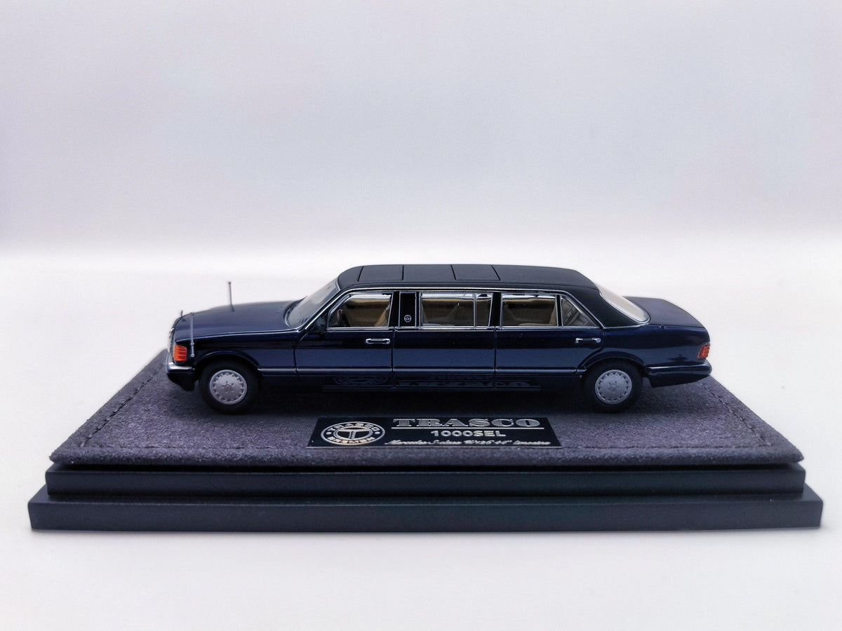 Mercedes S-Class W126 44"Limousine (Trasco Breman 1000SEL) Limited to 999units, 1:64 Scale (Blue) by The Art of Model – view 3